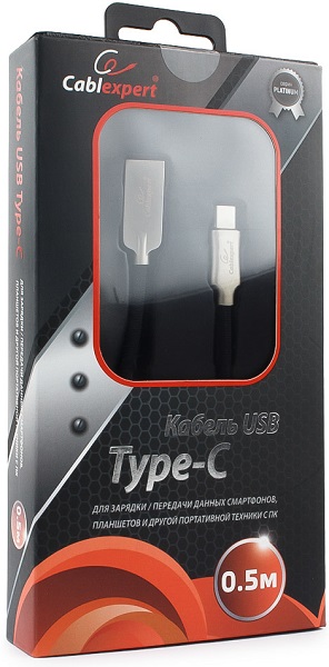 

Кабель интерфейсный USB 2.0 Cablexpert CC-P-USBC02Bk-0.5M AM/Type-C, серия Platinum, длина 0.5м, черный, блистер, CC-P-USBC02Bk-0.5M