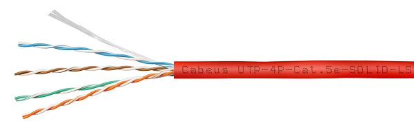 

Кабель витая пара U/UTP 5e кат. 4 пары Cabeus UTP-4P-Cat.5e-SOLID-LSZH-RD 24AWG(0.51 мм), медь, одножильный (solid), внутренний, LSZH, красный, уп/305, UTP-4P-Cat.5e-SOLID-LSZH-RD