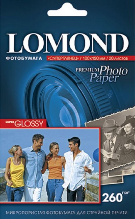 

Бумага Lomond 1103102 10х15 Суперглянцевая фотобумага, 260г/м2, 20 листов, 1103102