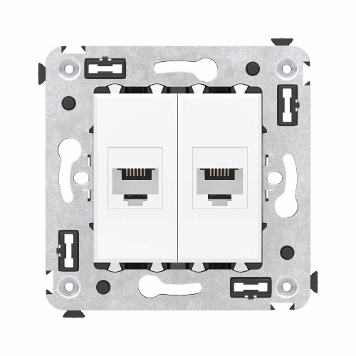 

Телефонная розетка DKC 4400614 RJ-12 без шторки в стену двойная, "Белое облако", "Avanti", 4400614