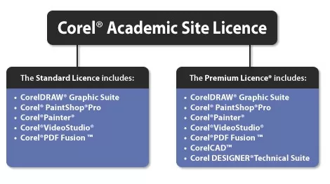 Corel Academic Site License Premium Level 3 One Year (50