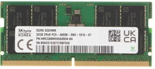 Модуль памяти SODIMM DDR5 32GB Hynix original HMCG88MEBSA092N PC5-38400 4800MHz CL40 1.1V - фото 1