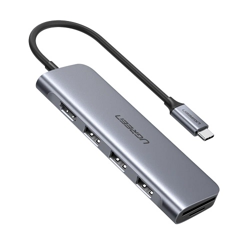 

Концентратор UGREEN 70411 USB-C to 2 Ports USB3.0-A Hub + HDMI + TF/SD with PD Power Supply, серый космос, 70411