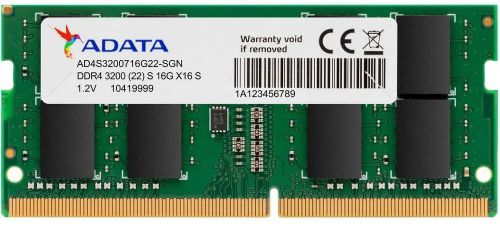 Модуль памяти SODIMM DDR4 16GB ADATA AD4S320016G22-BGN PC4-25600 3200MHz CL22 1.2V OEM - фото 1
