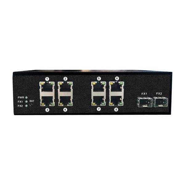 Коммутатор промышленный OSNOVO SW-60802/IC PoE на 10 портов: 8 x FE (10/100Base-T) с PoE (до 25W) + 2 x GE SFP (1000Base-X). Вход для резервного питан