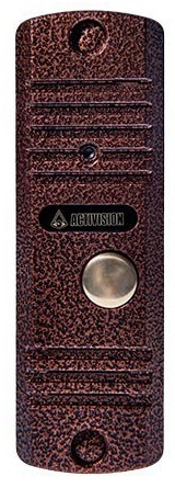 Вызывная панель Activision AVC-105 (медь антик) 2-х проводная, антивандальная накладная аудиопанель, питание 12В от аудиотрубки, дополнительного источ