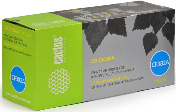 

Картридж Cactus CS-CF382A желтый для HP LaserJet Pro M476dn, M476nw, M476dw (2700стр.), CS-CF382A