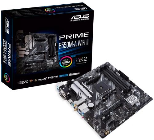 Материнская плата mATX ASUS PRIME B550M-A WIFI II (AM4, B550, 4*DDR4(4866), 4*SATA 6G RAID, 2*M.2, 3