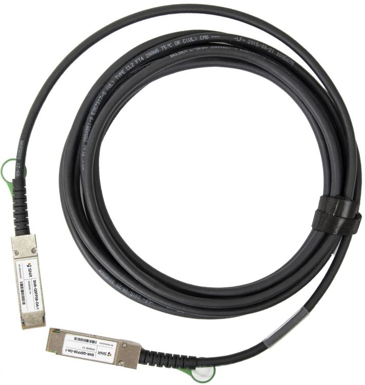 

Модуль QSFP28 SNR SNR-QSFP28-DA-1 100G Direct Attach, дальность до 1м, SNR-QSFP28-DA-1