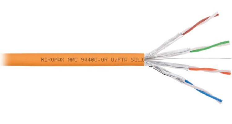 

Кабель витая пара U/FTP 6 кат. 4 пары NIKOMAX NMC 9440C-OR 23AWG(0.57 мм), медь, одножильный (solid), внутренний, полимерный материал, нг(A)-HF, оранж, NMC 9440C-OR