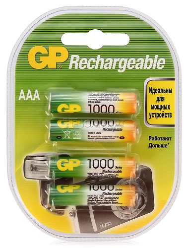 

Аккумулятор GP 100AAAHC 1000mAh, 4шт, size AAA, NiMH, 100AAAHC