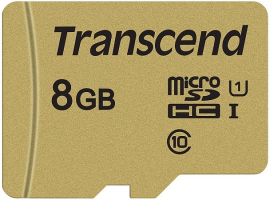 

Карта памяти MicroSDHC 8GB Transcend TS8GUSD500S Class 10 U1 500S + адаптер, MLC, TS8GUSD500S