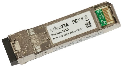 Модуль SFP+ Mikrotik S+85DLC03D MM, 0,3 km, с двойным разъемом LC, работающий в волновом спектре 850nm