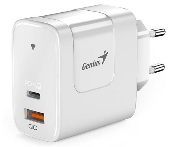 Адаптер Genius PD-65AC 32590010400 65Вт,USB-C и USB-A, белый