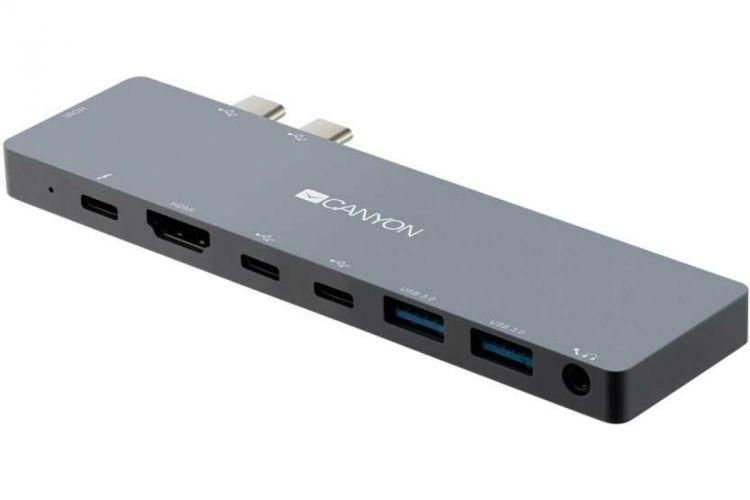 

Док-станция Canyon DS-8 CNS-TDS08DG 2*USB-A 3.0, 2*HDMI, USB-C Power Delivery, 2*USB-C, Audio, серый, DS-8