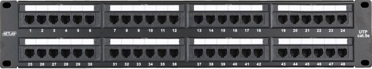 

Патч-панель Netlan EC-URP-48-UD2 19", 2U, Cat 5e, 48 портов RJ45 (8p8c), экранированная, Dual IDC (110/KRONE), EC-URP-48-UD2