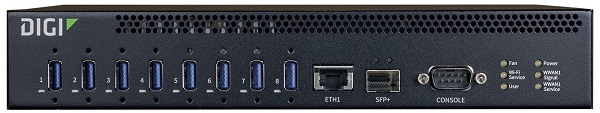 Концентратор Digi AW08-G300 сетевой Anywhere USB Plus 8xUSB, 1x10/100/1000/10G (SFP+), 1xRS-232, multihost