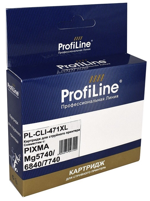 

Картридж ProfiLine PL_CLI-471 XLGY_G струйный для принтеров Canon PIXMA MG5740/MG6840/MG7740/TS5040/TS6040/TS8040/TS9041 с чернилами на водной основе, PL_CLI-471 XLGY_G