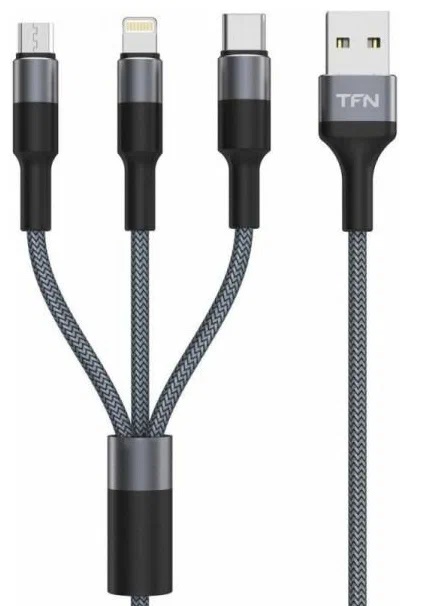 

Кабель TFN TFN-CFZ3IN1GR USB Type-A/Type-C/Lightning/microUSB, 1.2м, graphite, TFN-CFZ3IN1GR