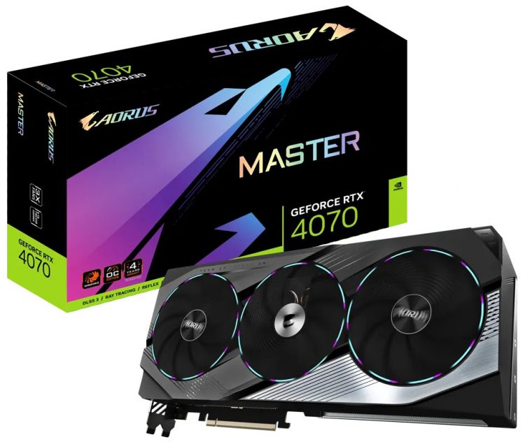 

Видеокарта PCI-E GIGABYTE GeForce RTX 4070 MASTER (GV-N4070AORUS M-12GD) 12GB GDDR6X 192bit 5nm 1920/21000MHz 3*DP/HDMI, GeForce RTX 4070 MASTER (GV-N4070AORUS M-12GD)