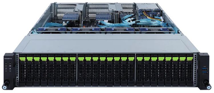 Серверная платформа 2U GIGABYTE R282-NO0 (2*LGA4189, C621A, 32*DDR4 (3200), 24*2.5 Gen4 NVMe HS, 2*2.5 SATA/SAS HS, 2*PCIE, 2*Glan, Mlan, 4*USB 3.0,