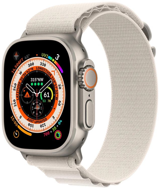 

Часы Apple Watch Ultra 49mm M Titan Case/Starligt Alpine Loop, Watch Ultra 49mm