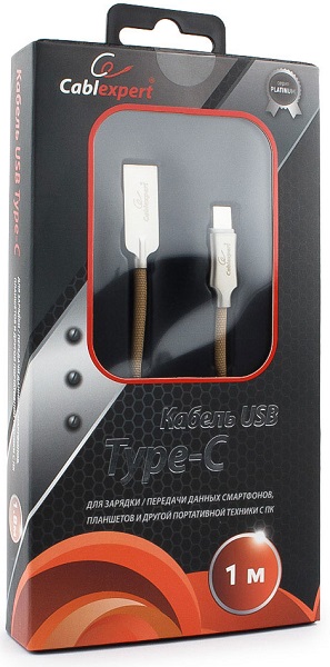 

Кабель интерфейсный USB 2.0 Cablexpert CC-P-USBC02Gd-1M AM/Type-C, серия Platinum, длина 1м, золотой, блистер, CC-P-USBC02Gd-1M