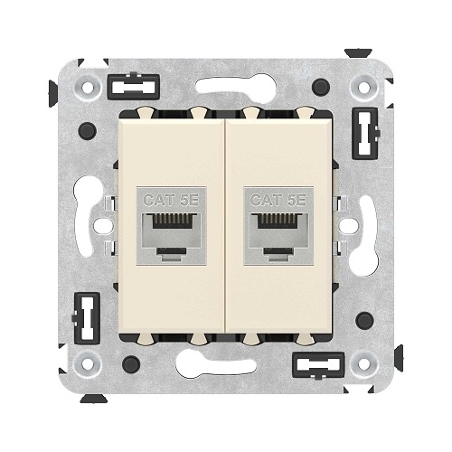 

Розетка компьютерная DKC 4405764 RJ-45 без шторки в стену, кат.5e двойная экранированная, "Ванильная дымка", "Avanti", 4405764