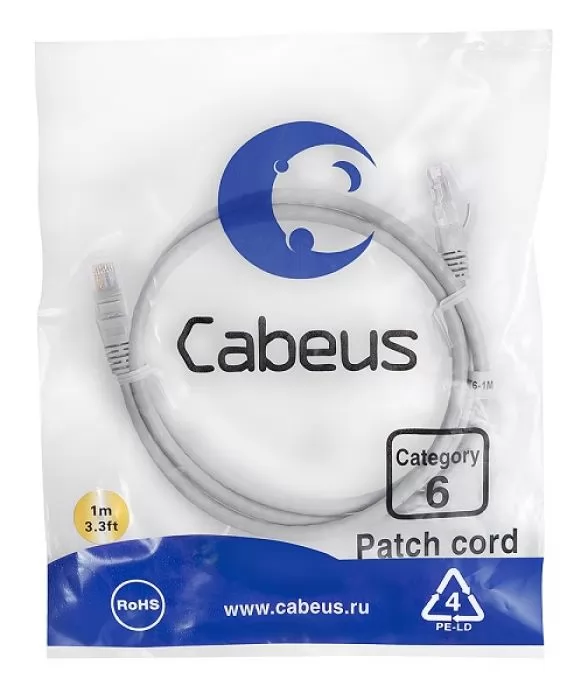 Cabeus PC-UTP-RJ45-Cat.6-1m