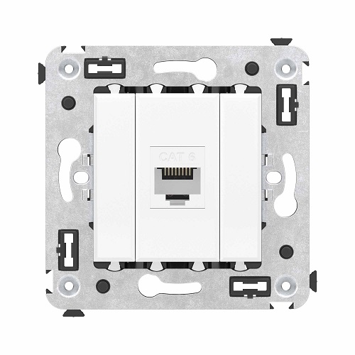 

Розетка компьютерная DKC 4400693 RJ-45 без шторки в стену, кат.6 одинарная, "Белое облако", "Avanti", 4400693