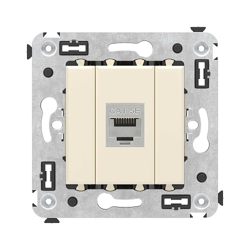 

Розетка компьютерная DKC 4405763 RJ-45 без шторки в стену, кат.5e одинарная экранированная, "Ванильная дымка", "Avanti", 4405763