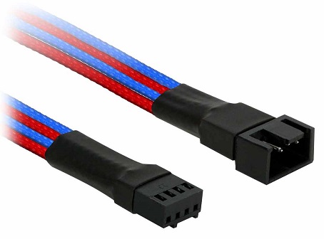 Удлинитель Nanoxia NXPWV3EBR 4-pin PWM, 30см, индивидуальная оплетка, синий/красный