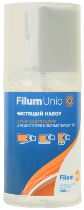 Набор для чистки Filum Unio CLN-SM-200ICD (спрей + микрофибра) мониторов и оптики, 200 мл