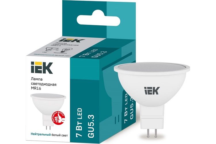 

Лампа светодиодная IEK LLE-MR16-7-230-40-GU5 Eco 7Вт MR16 софит 4000К нейтр. бел. GU5.3 630лм 230-240В, LLE-MR16-7-230-40-GU5