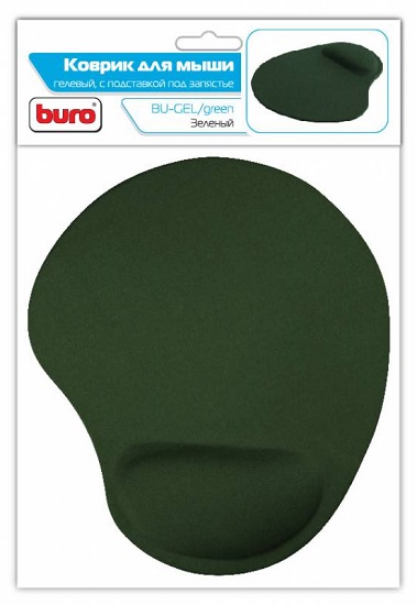 Коврик для мыши Buro BU-GEL зелёный, гелевый, 205x230x25мм BU-GEL