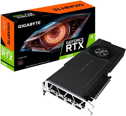 Видеокарта PCI-E GIGABYTE GeForce RTX 3090 TURBO 24GB GDDR6X 384bit 8nm 1395/19500MHz 2*HDMI/2*DP GV-N3090TURBO-24GD - фото 1