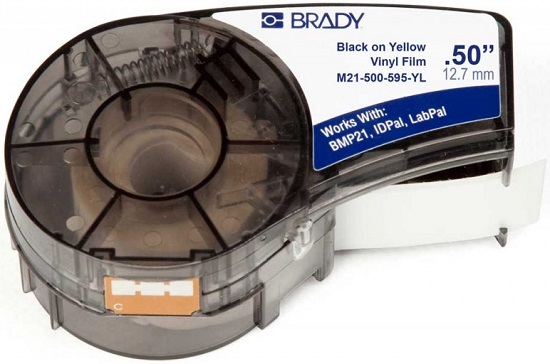 

Лента красящая Brady M21-500-595-YL brd142799 12.7mm/6.4m винил, черный на желтом, M21-500-595-YL