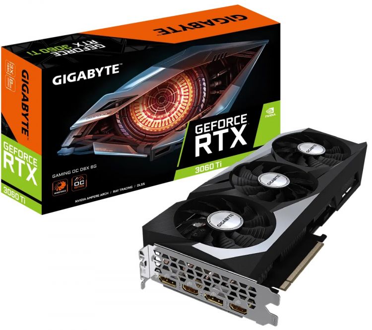 Видеокарта PCI-E GIGABYTE GeForce RTX 3060 Ti GAMING OC D6X (GV-N306TXGAMING OC-8GD) 8GB GDDR6X 256bit 8nm 1665/19000MHz 2*HDMI/2*DP