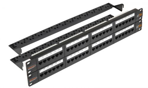 Патч-панель NIKOMAX NMC-RP48UD2-2U-BK 19, 2U, Cat 5e, 48 портов RJ45 (8p8c), неэкранированная, Dual IDC (110/KRONE)