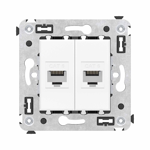 

Розетка компьютерная DKC 4400694 RJ-45 без шторки в стену, кат.6 двойная, "Белое облако", "Avanti", 4400694