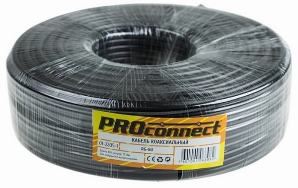 

Кабель PROconnect 01-2205-1 RG-6U (75 Ом), CCS/Al/Al 48%, бухта 100м, черный, OUTDOOR, 01-2205-1