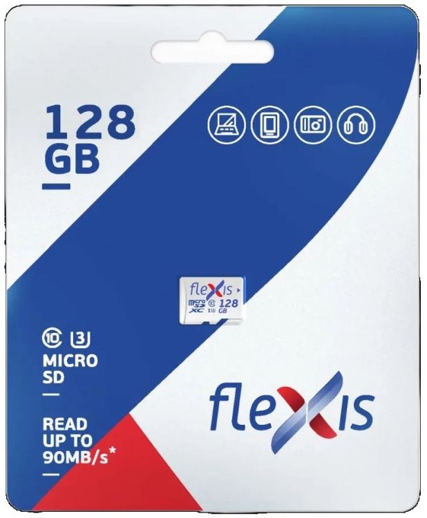 

Карта памяти MicroSDXC 128GB Flexis FMSD128GU3 Cl10 U3, без адаптера, FMSD128GU3