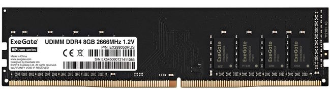 

Модуль памяти DDR4 8GB Exegate EX288050RUS HiPower PC4-21300 2666MHz CL19 1.2V OEM, EX288050RUS