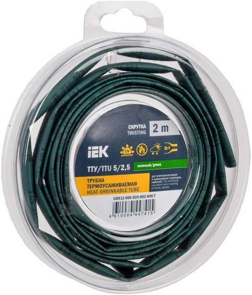 

Трубка термоусадочная IEK UDR12-005-D25-002-K06-T ТТУ нг-LS 5/2,5 зеленая (2м/упак), UDR12-005-D25-002-K06-T