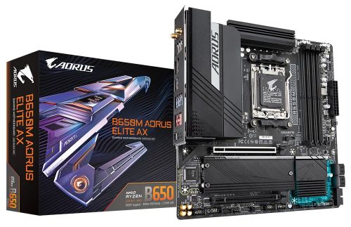 Материнская плата mATX GIGABYTE B650M AORUS ELITE AX (AM5, AMD B650, 4*DDR5 (6666), 4*SATA 6G RAID,