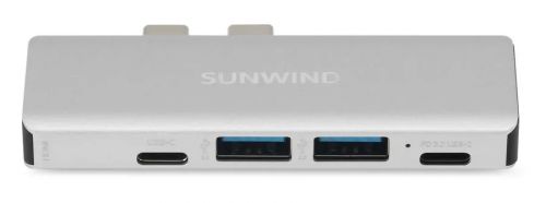 Разветвитель SUNWIND SW-DS040 1735713 Type-C to 5 портов (HDMI, USB-C PD 87W, 1xUSB-C 2.0, 1xUSB 3.0
