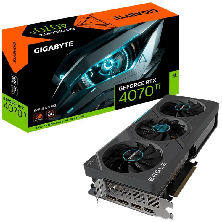 Видеокарта PCI-E GIGABYTE GeForce RTX 4070 Ti Eagle OC (GV-N407TEAGLE OC-12GD) 12GB GDDR6X 192bit 4nm 2310/21000MHz HDMI/3*DP