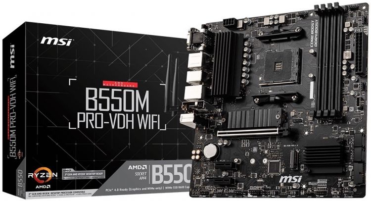 

Материнская плата mATX MSI B550M PRO-VDH WIFI (AM4, AMD B550, 4*DDR4(4400), 4*SATA 6G RAID, 2*M.2, 3*PCIE, 7.1CH, Glan, WiFi, BT, 6*USB 3.2/USB Type-C, B550M PRO-VDH WIFI