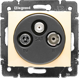 

Розетка Legrand 774337 Valena CLASSIC - TV-FM-SAT, проходная, 14 дБ, 2400 МГц, слоновая кость, 774337