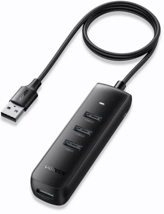 Концентратор UGREEN CM416 80657 USB 3.0 4-Port, 1м, цвет: черный